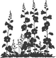 Silhouette hollyhocks flower in the ground black color only vector