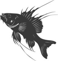 silueta boca de tonto pescado animal negro color solamente vector