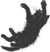 Silhouette kitten animal playing woll roll black color only vector