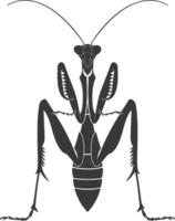 silueta mantis animal negro color solamente lleno cuerpo vector