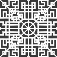 Silhouette of classical Chinese window lattice pattern black color only vector