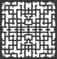 Silhouette of classical Chinese window lattice pattern black color only vector