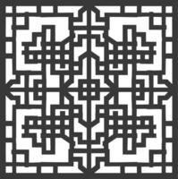 Silhouette of classical Chinese window lattice pattern black color only vector