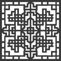 Silhouette of classical Chinese window lattice pattern black color only vector