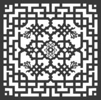 Silhouette of classical Chinese window lattice pattern black color only vector