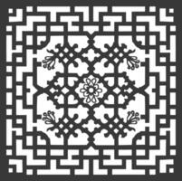 Silhouette of classical Chinese window lattice pattern black color only vector