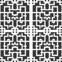 Silhouette of classical Chinese window lattice pattern black color only vector
