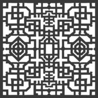 Silhouette of classical Chinese window lattice pattern black color only vector