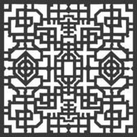 Silhouette of classical Chinese window lattice pattern black color only vector