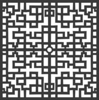 Silhouette of classical Chinese window lattice pattern black color only vector