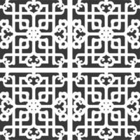 Silhouette of classical Chinese window lattice pattern black color only vector