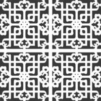 Silhouette of classical Chinese window lattice pattern black color only vector