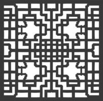 Silhouette of classical Chinese window lattice pattern black color only vector
