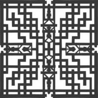 Silhouette of classical Chinese window lattice pattern black color only vector