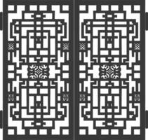 Silhouette of classical Chinese window lattice pattern black color only vector