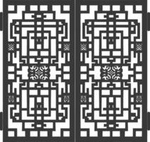 Silhouette of classical Chinese window lattice pattern black color only vector