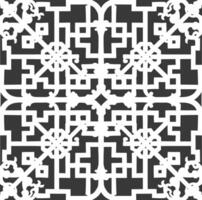 Silhouette of classical Chinese window lattice pattern black color only vector