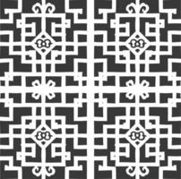 Silhouette of classical Chinese window lattice pattern black color only vector