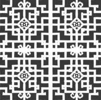 Silhouette of classical Chinese window lattice pattern black color only vector