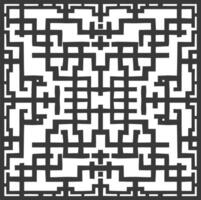 Silhouette of classical Chinese window lattice pattern black color only vector