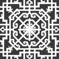 Silhouette of classical Chinese window lattice pattern black color only vector