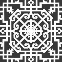 Silhouette of classical Chinese window lattice pattern black color only vector