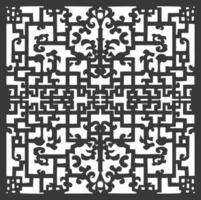 Silhouette of classical Chinese window lattice pattern black color only vector