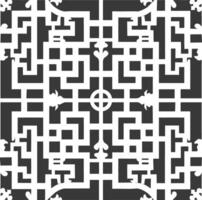 Silhouette of classical Chinese window lattice pattern black color only vector