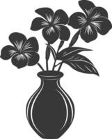 Silhouette plumeria flower in the vase black color only vector