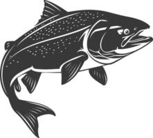 Silhouette salmon fish animal black color only full body vector