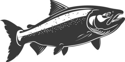 Silhouette salmon fish animal black color only full body vector