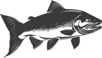 Silhouette salmon fish animal black color only full body vector