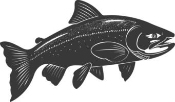 Silhouette salmon fish animal black color only full body vector