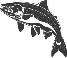 Silhouette salmon fish animal black color only full body vector