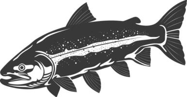 Silhouette salmon fish animal black color only full body vector