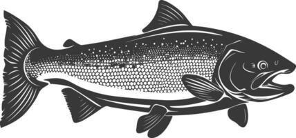 Silhouette salmon fish animal black color only full body vector