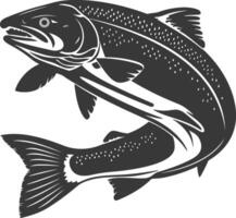 Silhouette salmon fish animal black color only full body vector