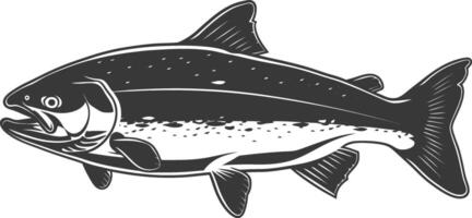 Silhouette salmon fish animal black color only full body vector