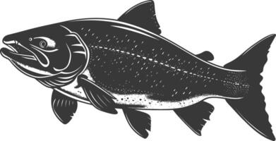 Silhouette salmon fish animal black color only full body vector