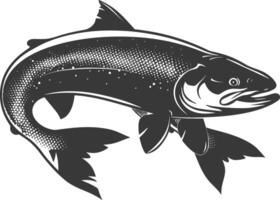 Silhouette salmon fish animal black color only full body vector