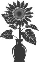 Silhouette sunflower flower in the vase black color only vector