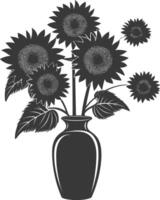 Silhouette sunflower flower in the vase black color only vector