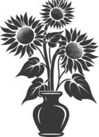 Silhouette sunflower flower in the vase black color only vector