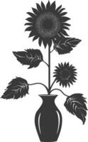 Silhouette sunflower flower in the vase black color only vector