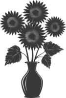 Silhouette sunflower flower in the vase black color only vector