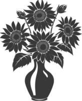 Silhouette sunflower flower in the vase black color only vector