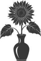 Silhouette sunflower flower in the vase black color only vector