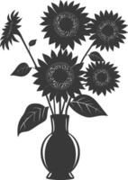 Silhouette sunflower flower in the vase black color only vector