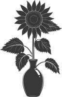 Silhouette sunflower flower in the vase black color only vector