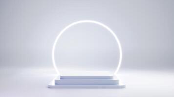 White podium on white natural background for product display and enough empty space for text and content. 3d illustration render photo